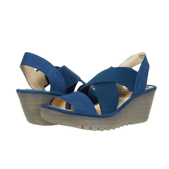 Fly London Women's Yaji Wedge Sandal Blue Women's 41 US 10 - Picture 14 of 15